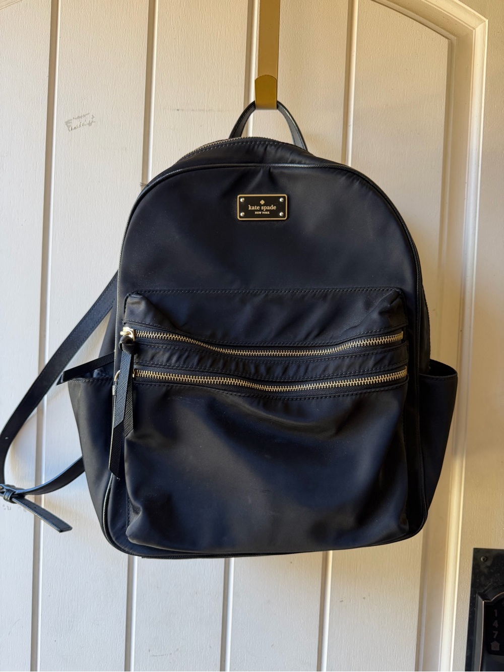 kate spade Black Nylon Backpack with Gold Hardware